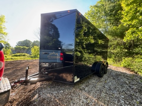 Custom 7x14 V Nose Enclosed Trailer - Front Quarter View