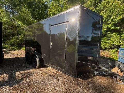 Custom 7x14 V Nose Enclosed Trailer - Rear Quarter View