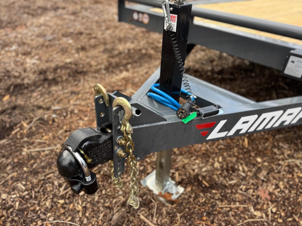 20ft Drive-Over Flatbed Trailer - Hitch Assembly Close-up